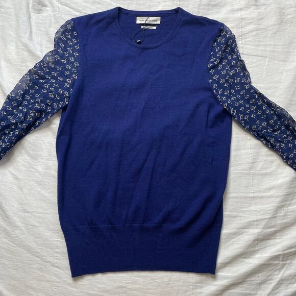 Isabel Marant Etoile Navy Blue Floral Sweater Sz 36/ Small Women's Wool - Picture 2 of 6